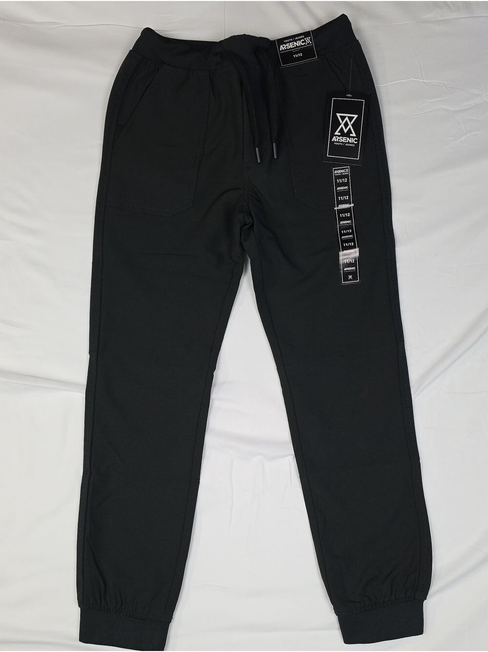 Kids Black Jogger Pants with Elastic Waist 11/12